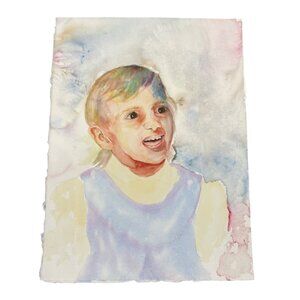 Watercolor Portrait Of Young Girl On Heavy Paper light colors 15x11" READ
